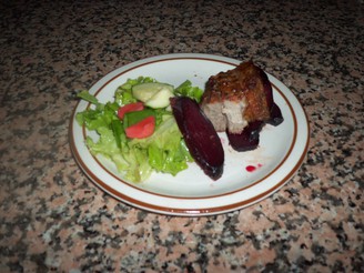 [Pork Belly, Beets and Salad]