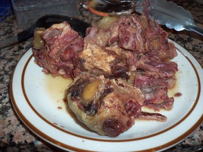 [Oxtails ready to have bones removed]